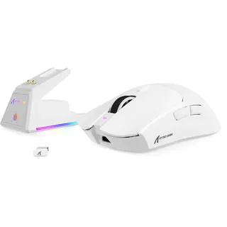 MAMBASNAKE x Attack Shark X1 Gaming-Maus mit Ladestation, 49g Ultralight, 40K DPI PAW3395 PRO-Sensor, 1000Hz Abfragerate, BT/2,4G Wireless/Wired PC Office-Maus mit Grip Tape für Mac/Win11 - Weiß