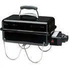 Weber Go-Anywhere Gasgrill, 42 x 26cm Grillfläche, leichter tragbarer BBQ Grill, Tisch-Campinggrill mitporzellanemaillierter Schale & Deckel, umklappbare Standfüße - Schwarz (1141079)