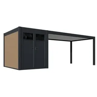 Weide Carport mit Abstellraum Aluminium Pergola 3  x7,2 m Anthrazit 
