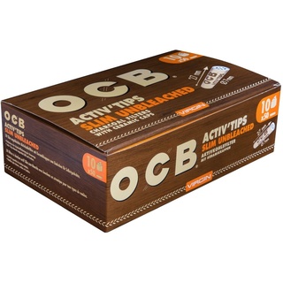 OCB 18657 ActivTips Slim Unbleached-7 mm-Virgin-Aktivkohlefilter mit Keramikkappen-10 x 50 500 Stück, Papier