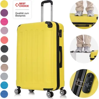 Flexot® F-2045 | 28 Zoll Koffer, Größe XL, Reisekoffer, Trolley mit Teleskopgriff, Hartschalenkoffer, Reisegepäck, robust, 360° Rollen, Zahlen... - Gelb