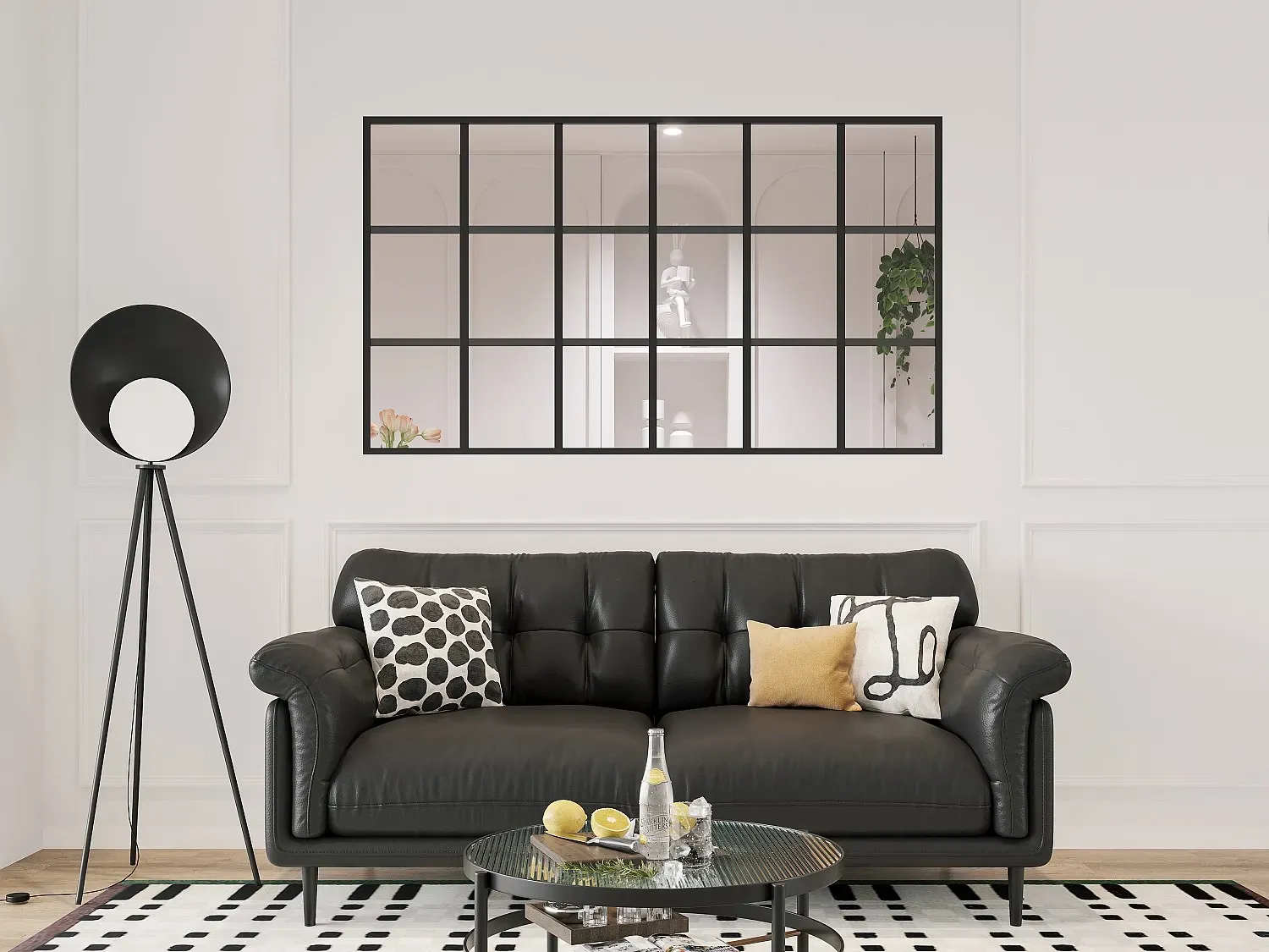 Innenfenster im Orangerie-Stil aus pulverbeschichtetem Aluminium Schwarz 180 x 105 cm (B x H) – ORANSA