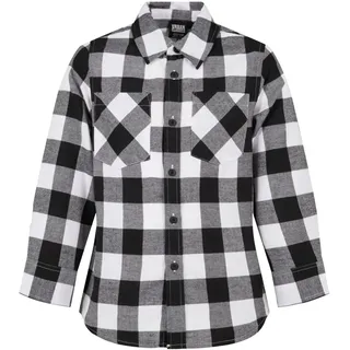 URBAN CLASSICS Checked Flanell Langarmhemd Black / White 146-152 cm