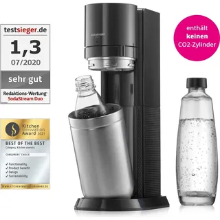 Sodastream Duo schwarz + Glaskaraffe + PET-Fasche