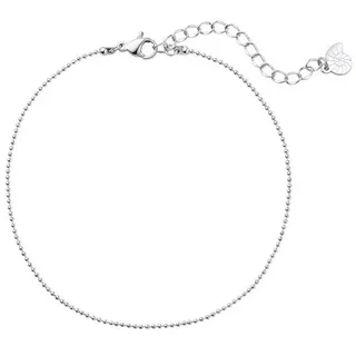 Hey Happiness Fußkette Damen Kugelkette Erbskette, 18K Roségold Vergoldet, Basic Fußband Edelstahl Satellite Kette, wasserfest silberfarben