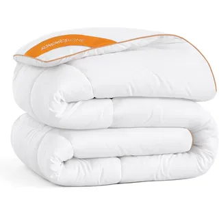 songmics home Bettdecke, 200 x 200 cm mit 8 Schlaufen, wolkenweiß