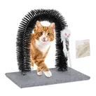 Kratzbogen für Katzen, Enthaarungsbogen, Fellpflege & Massage, Katzenminze & Spielmaus, alle Haarlängen, grau