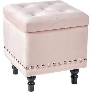 Pouf mit Stauraum LORETTO Samtstoff Pastellrosa