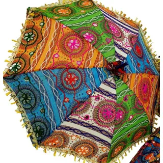 Guru-Shop Dekoobjekt Bunter Baumwoll-Sonnenschirm aus Indien bunt 75 cm x 75 cm x 75 cm