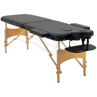 Homcom Massageliege klappbar Tragbarer Massagetisch, mit Kopfstütze, höhenverstellbar, Kunstleder, Holz, Schwarz
