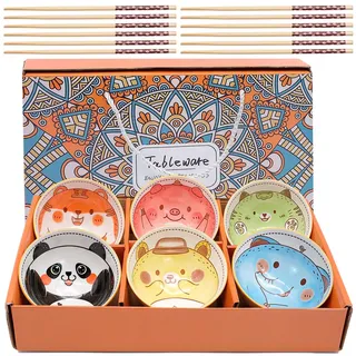 6er Müslischalen aus Porzellan, Dessertschalen Porzellan Schalen für Kinder und Erwachsene, 300ml Schüssel zum Aufbewahren von Zeremonien, Suppe, Dessert, Obst, Ramen