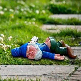 Ahlsen Lustiger Gartenzwerg für den Außenbereich, Gartenzwerg, Kunstharz, Zwergstatue, betrunkener Zwerg, Skulptur für Zuhause, Garten, Hof, Rasen,