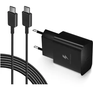 15W USB C Ladegerät mit Original Ladekabel Schnellladegerät USB-C Schnellladekabel, Typ C Handy Netzteil für Samsung Galaxy S21 S20fe S10 S9 S8 A56 A54 A53 A51 A50 A36 A35 A34 A26 A16 A13 M35 M13
