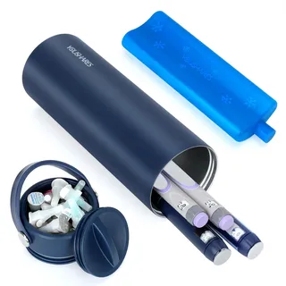 YOUSHARES Insulin Pen Kühltasche – 48 Stunden Kühlung Medikamenten-Kühltasche mit tragbarem Aufbewahrungsdeckel, TSA-zugelassene Insulin Pen Tasche mit Kühlakku, geeignet für 1-5 EpiPens (Marineblau)