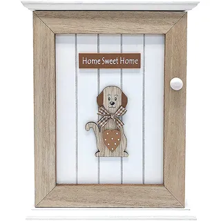 SPOTTED DOG GIFT COMPANY Schlüsselkasten mit Hundemotiv, Schlüsselbox aus Holz mit 6 Haken, Hund Schlüsselbrett Heim Wanddekoration Zubehör, Geschenke für Hundeliebhaber Hundemama, Braun