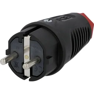 PCE 40549L Vollgummi-Schutzkontakt-Stecker, Schwarz