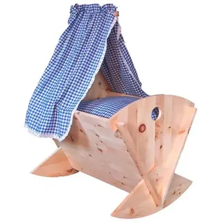 Gaderform Zirbenbett Babywiege I - 68x115x96cm	Herz, blau kariert