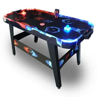 Carromco Airhockey Tisch Fire vs. Ice Hockey Spieltisch LED Lichteffekte belüftetes Spielfeld beleuchtete Pucks & Pusher elektronischem Punktezähler