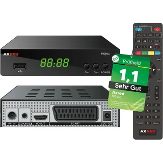[ Test SEHR GUT, Note 1.1 *] AXRED T90 HD DVBT2 Receiver mit PVR Aufnahmefunktion, DVBT Reciever für DVB-T & DVB-T2 Antennen, DVB T Receiver für TV Fernseher Radio DVB T2 Antenne, HDMI SCART USB