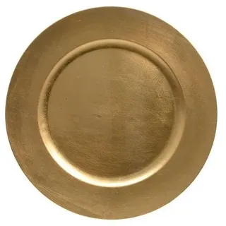 Kaemingk Dekoteller Platzteller Weihnachtsteller Adventsteller Plätzchenteller Nikolausteller Weihnachten gold, Kunststoff, Rund, Ø 33 cm, Einfarbig, Einstückig, Dinnerplate, Teller