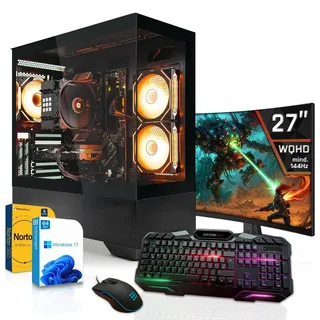 SYSTEMTREFF Gamer Komplett-Paket - Ryzen 5 7500X3D - AMD Radeon RX 9060 XT 8GB - 32GB DDR5 - 1TB NVMe - Gaming Monitor 69 cm (27 Zoll) WQHD 180Hz - PC