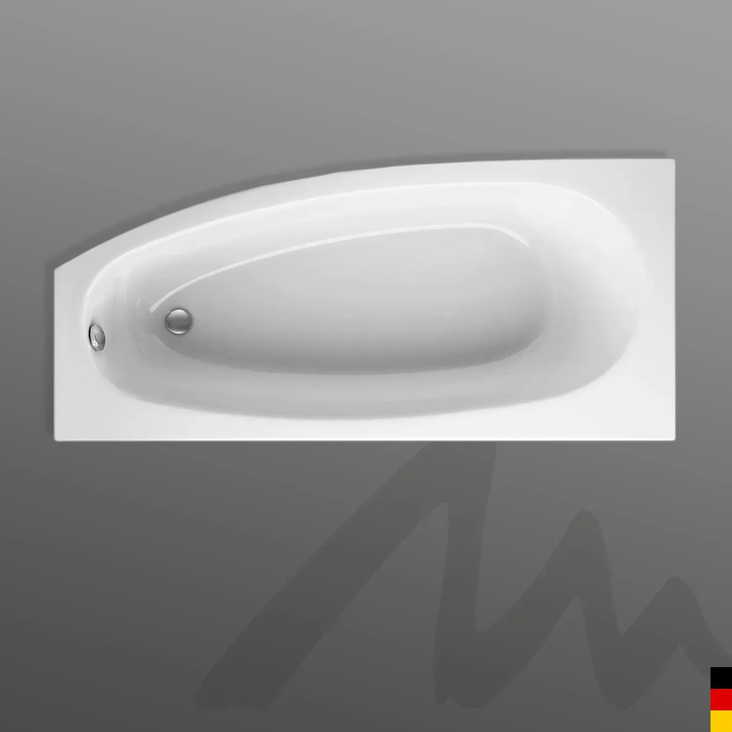 Mauersberger Badewanne „bombax“ 1600 × 750 mm, rechts in Weiß