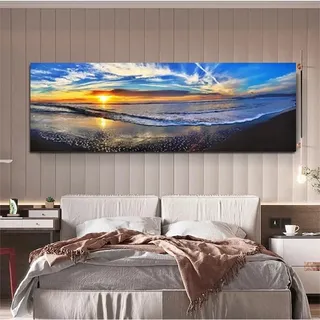 5D Diamant Painting Full Drill Set, Himmel Meer Sonnenaufgang 50x100cm DIY 5D Diamond Painting, Diamant malerei Set für Erwachsene, Strass Stickerei Malerei für Haus Eingang Dekorationen 20x40in