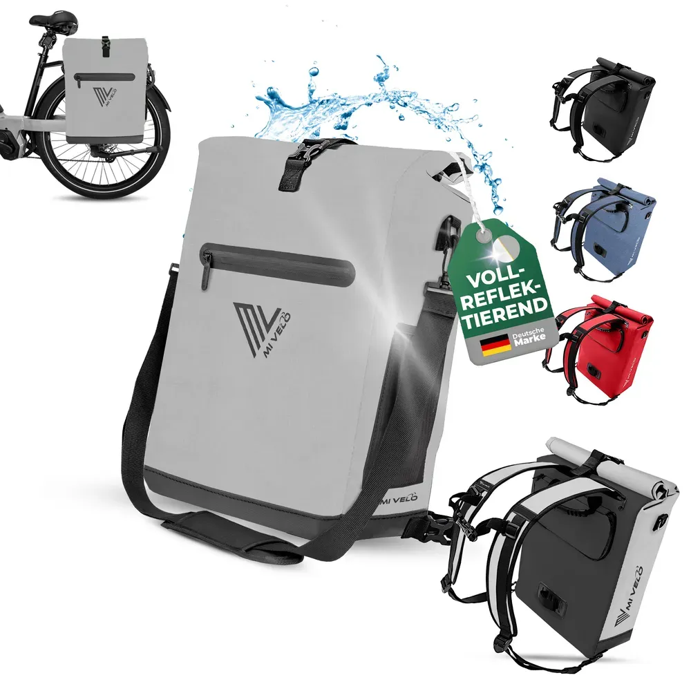 Fahrradtasche mit Rucksackfunktion 25L „MAGNUM“ - Vollreflektierend - 3 in 1 Fahrradtaschen,Bestseller,oft gekauft