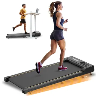 Laufband für Zuhause mit 7% Steigung,Walking Pad-5 Reha & 5 Vibrationsstufen,Walking Pad Schreibtisch mit App,LED,Plug-in Handlauf,2.5HP,7.5km/h Laufband Schreibtisch,Uhr-Fernbedienung,Bis 136KG