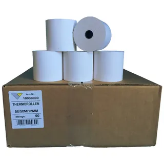 Veit GmbH Veit 50 Stück Thermorollen unbedruckt 58mmx50mx12mm ØRolle: 63mm, BPA-frei, Thermopapier ohne Aufrdruck
