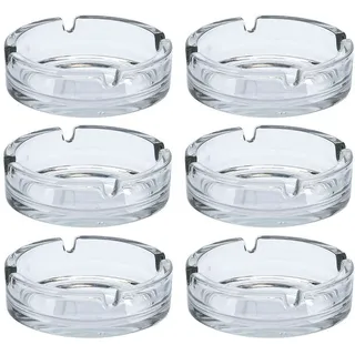 Spetebo Glas Aschenbecher rund 10 cm - 6 Stück - Tisch Ascher transparent