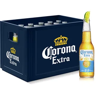 Corona Cero 0,0% Alkoholfrei Lager Flaschenbier, MEHRWEG (24 x 0.355 l) im Kasten, Internationales alkoholfreies Bier mit 100% natürlichen Zutaten, 24er Kiste