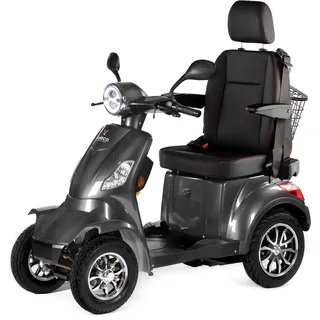 VELECO FASTER mit Kapitänssitz - 4-Rad Elektromobil - komplett montiert und fahrbereit - sicher und stabil - geräumiger Stauraum - Sicherheitsgurt - Mobilitätsroller (Grau)