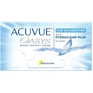 Acuvue OASYS for Astigmatism Kontaktlinsen – 2-Wochen-Linsen für Tag und Nacht mit dpt, Cyl -1,25, Ach 90 und BC 8.6 – UV Schutz, Austrocknungsschutz und Komfortables Tragegefühl – 6 Linsen