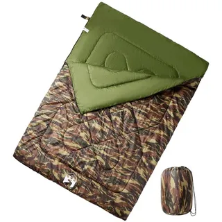 vidaXL Doppelschlafsack, mit Kissen Erwachsene Camping 3-4 Jahreszeiten