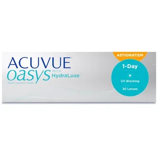 Acuvue Johnson – Johnson ACUVUE OASYS 1-Day for Astigmatism Tageslinsen mit komfortablem Tragegefühl – -1,5 dpt, Cyl -0.75, 180 BC 8.5 – Mit UV Schutz und Austrocknungsschutz – 30 Linsen