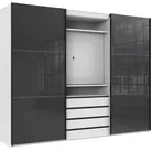 Schwebetürenschrank WIMEX "Magic by fresh to go", weiß (weiß, außentüren grauglas), B:300cm H:236cm T:65cm, Schränke, tolles EXTRA: mit drehbarem TV-Element, Fronten aus Glas