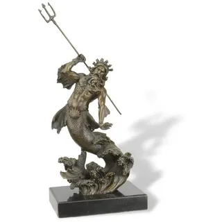 Aubaho Dekoobjekt Bronzefigur Poseidon Gott des Meeres Mythologie Bronze Skulptur Antik-