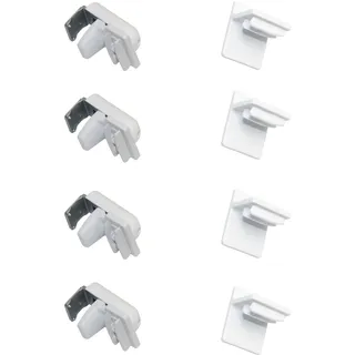 GARDINIA Set Plissee-Klemmträger und -Klebeträger Concept, Ersatzteile für Concept Plissees und Wabenplissees, Ohne Bohren, Verstellbar, Sichtschutz, Blendschutz, Metall/Kunststoff, Weiß, je 4 Stück