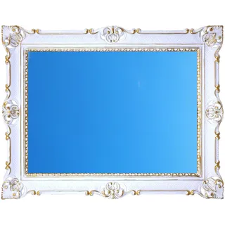 Ideacasa Großer Spiegel Weiß Gold Rahmen Barock Venezianisch Vintage 86 x 67 cm