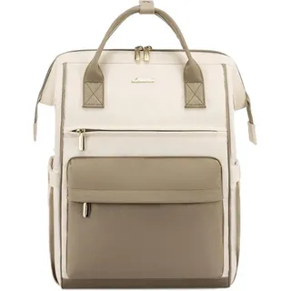 EMPSIGN Laptop-Rucksack für Damen, Gestepptes helles Khaki, 17 inch, Arbeit, Reisen, Laptop, Uni