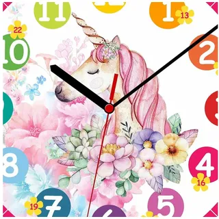 wall-art Einhorn Wanduhr 30 Gehäuse rosa Lernuhr