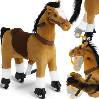 Tectake tectake® Schaukelpferd auf Rollen, verschiedene Größen, realistisches Design, rutschfeste Gummigriffe und -pedale