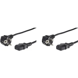 TDCZ PremiumCord kpsp1 Netzkabel 230V 1m, Stromkabel mit Schutzkontakt gewinkelt auf Kaltgerätebuchse C13, IEC 320, PC Netzkabel 3 Polig, Farbe schwarz 1 m