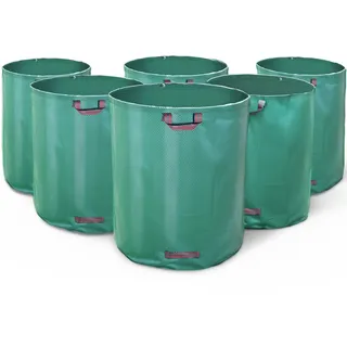 VOUNOT VOUNOT® Gartenabfallsack 500 Liter, 6er Gartensäcke für Grünabfall, Selbststehend und Falt, Laubsack Selbstaufstellend aus robustem Polypropylen-Gewebe (PP) 150gsm