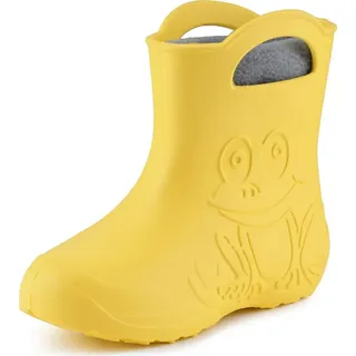 Ladeheid EVA Kinder Jungen Mädchen Gummistiefel Regenschuhe gefüttert LA-CA-03 (Gelb/Grau, 26/27 EU) - 26/27