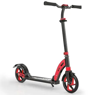 Roller Kinder 6 7 8 9 10+Jahre,Aluminium Scooter,Cityroller Doppeltes Federungssystem,Höhenverstellbar&Klappbar Tretroller,Kickscooter bis100kg Belastbar für Kinder/Jugendliche & Erwachsene (Rot)