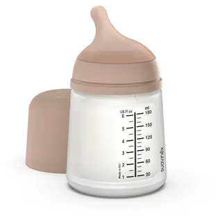 Suavinex, Anti-Colic Babyflasche Zero Zero, mit anpassbarem Silikon-Sauger (A), für Babys ab 0 Monaten und Neugeborene, speziell für Stillen, Muttermilch und Säuglingsnahrung, 180 ml, Medium