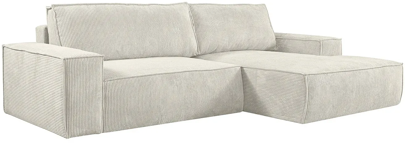 Ecksofa mit Schlaffunktion - Ecke Links - Cord - Beige - AMELIA
