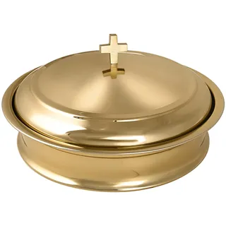 Communion Ware Holy Wine Serviertablett mit Abdeckung – Edelstahl (Messing/Gold glänzend)